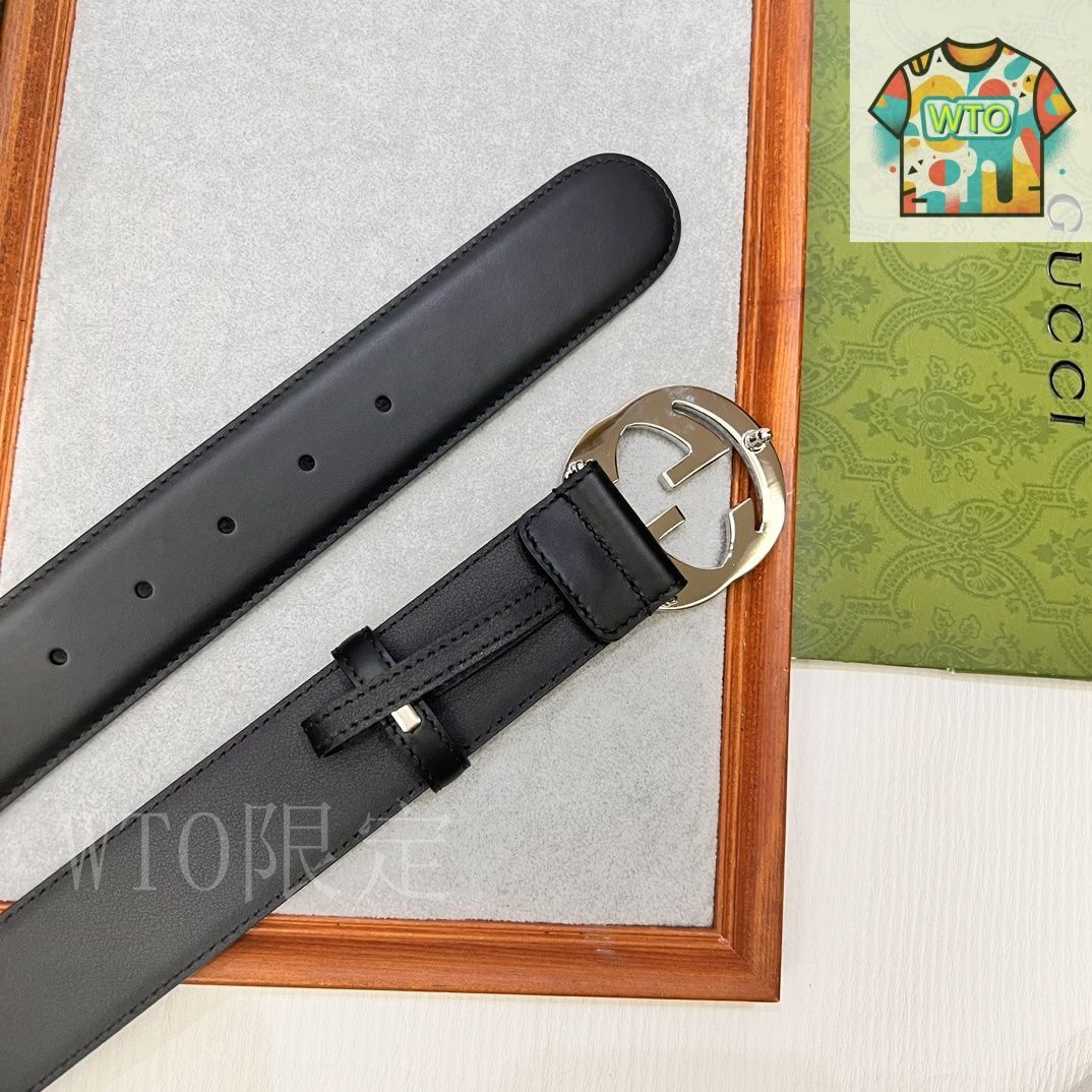 【美品】GUCCIベルト 今日WTO】GUCCI New Model ブラックレザーベルト with GG