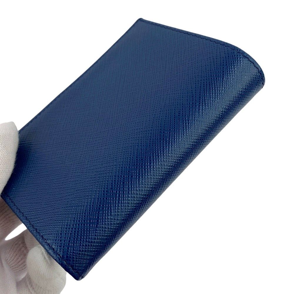 □未使用□ プラダ 2つ折り コンパクト 財布 サフィアーノ ブルー  