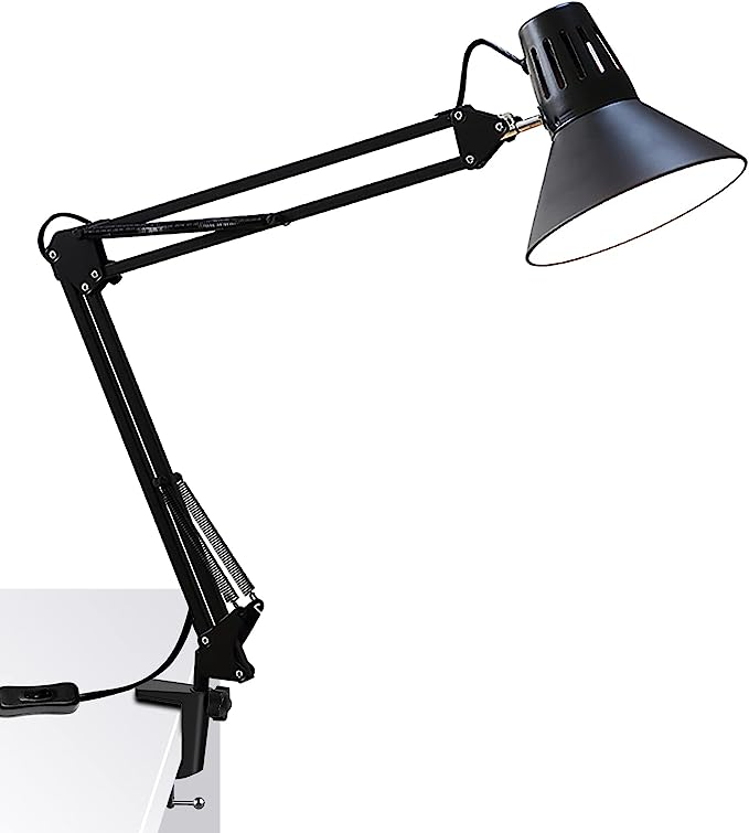 黑 アームライト LED スタンド E２６ スイングアームライト クランプ式 LEDデスクライト 目に優しい アームランプ 高輝度 LED 電球 付属 
