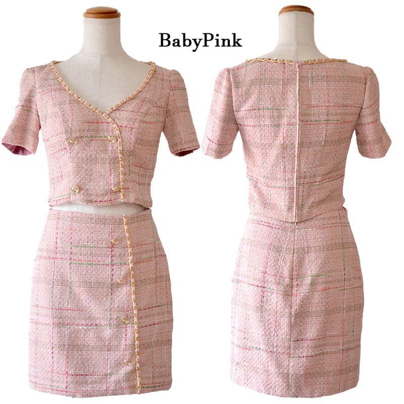 LoveRich ラブリッチ 【SMLサイズ/2カラー】ツイード セットアップ