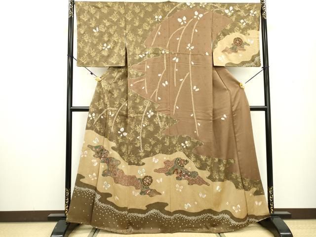 平和屋本店□極上 中国三大刺繍 スワトウ刺繍 汕頭刺繍 訪問着 双鳥正  