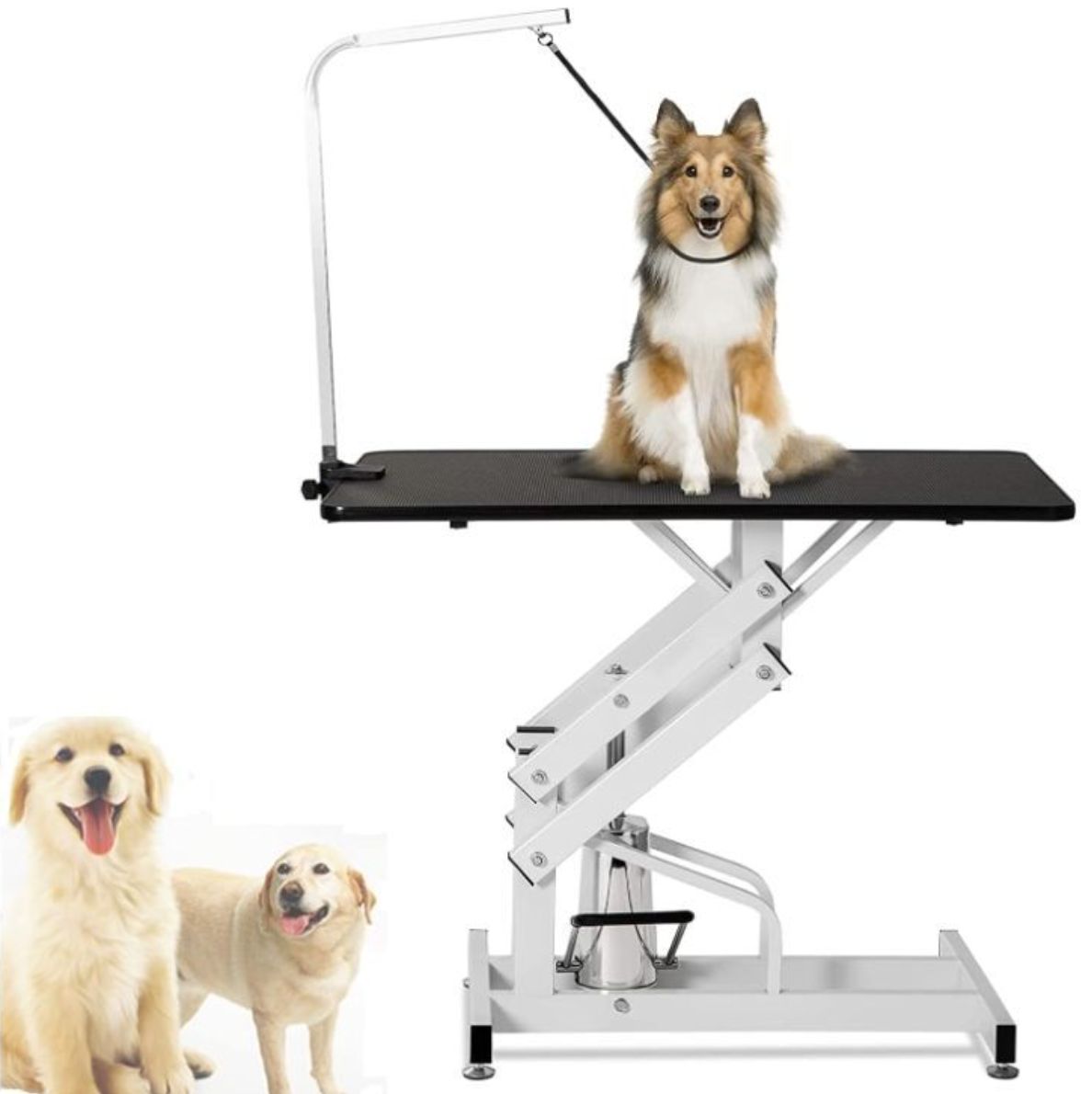 トリミングテーブル 油圧式 大型犬|中型犬|小型犬 猫|犬用グルーミングテーブル 高耐久 頑丈 ペット トリミング台 油圧昇降式テーブル 耐荷重150KG 調節