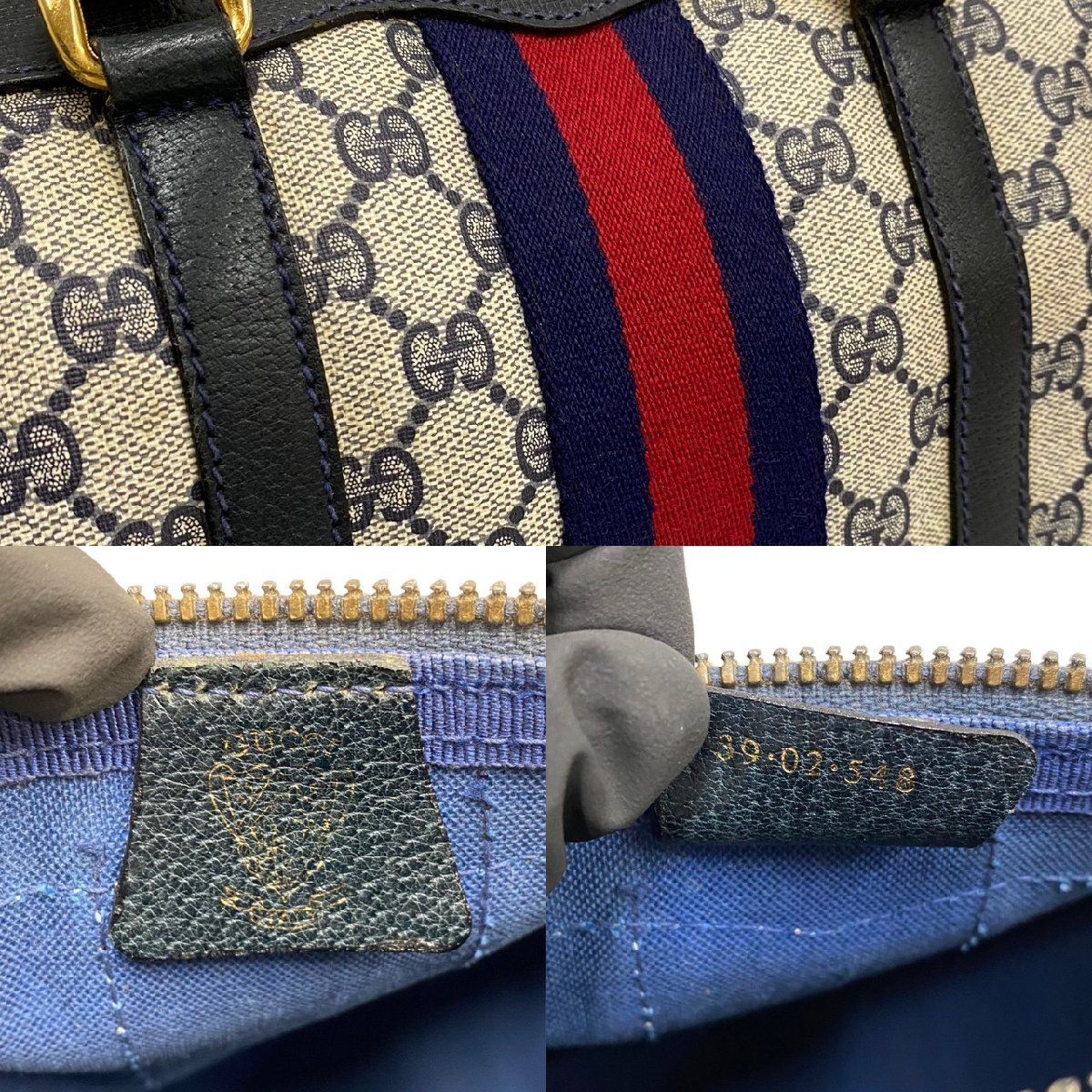 極 美品 オールドグッチ シェリーライン GG レザー ボストンバッグ