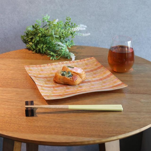 種類1：13cm 【皿】角皿 花月 | 西陣織 | 江村商店 染錦文様