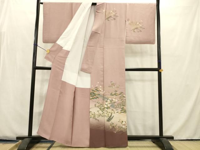 平和屋着物□訪問着 松竹梅花文 暈し染め 金彩 正絹 逸品 AABA6972ma