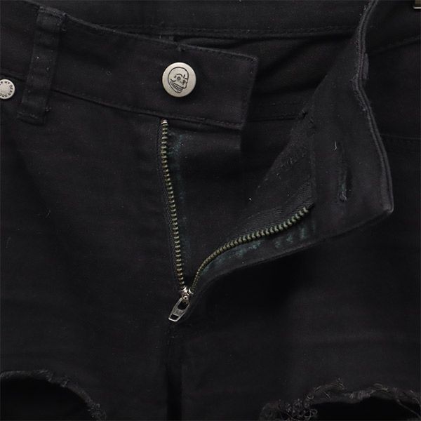 チープマンデー ダメージ加工 スキニー デニムパンツ 28/29 ブラック  