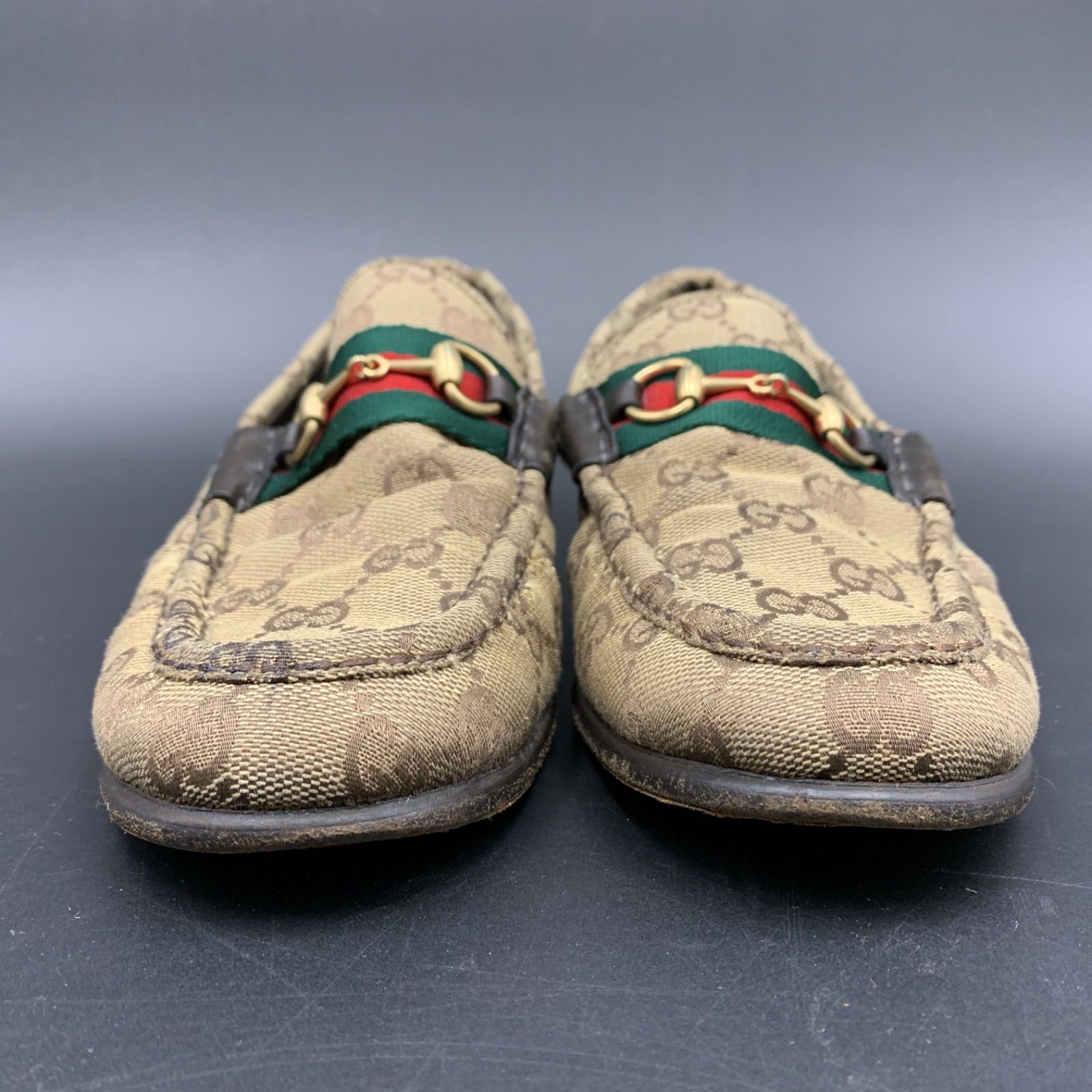 65 GUCCI グッチ GGキャンバス シューズ ローファー ホース