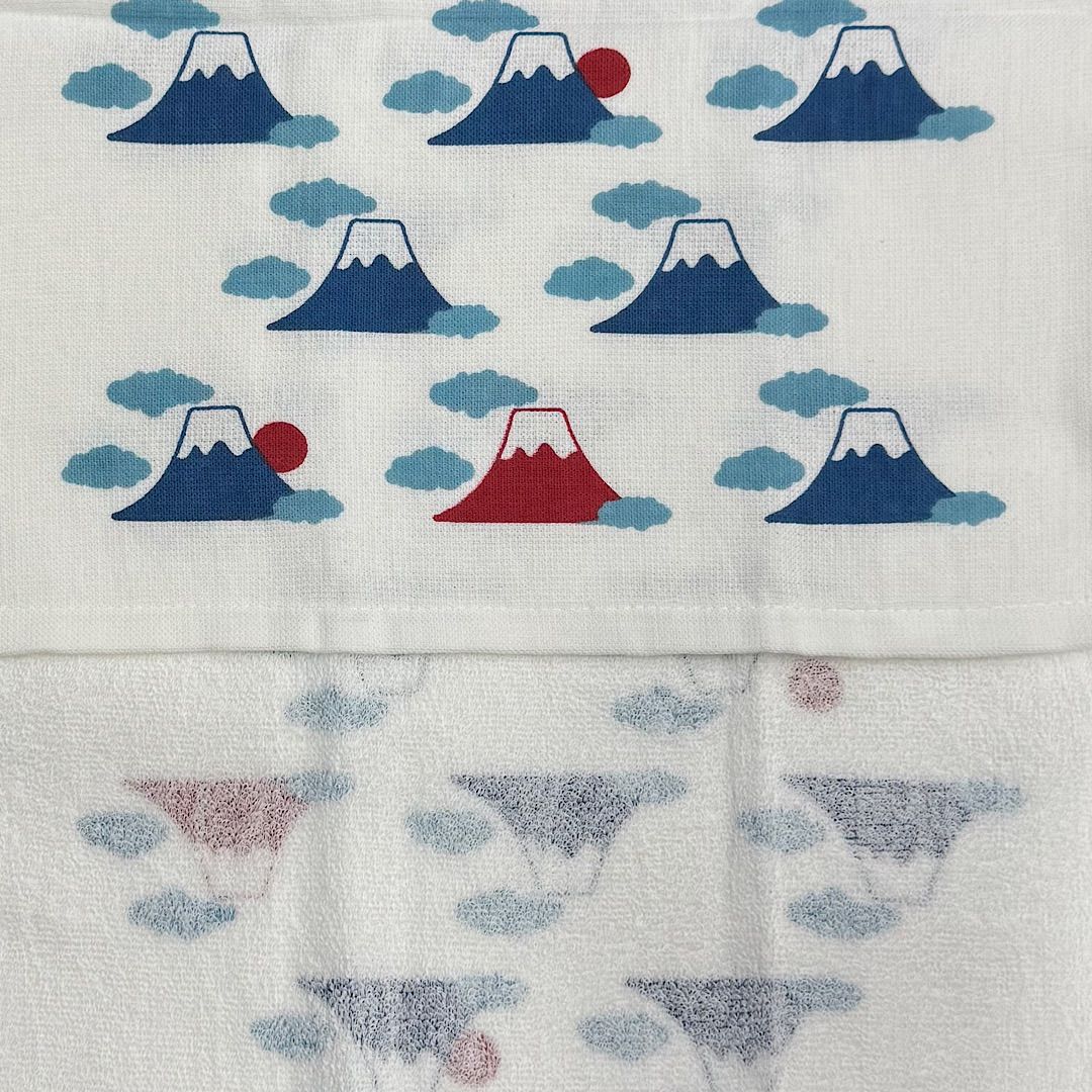 新品 泉州タオル フェイスタオル 同柄 2枚セット 富士山 ふわさら