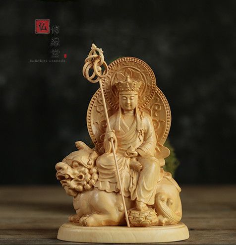 【修縁堂】木彫り 仏像 文殊菩蕯 普賢菩薩 地蔵菩薩 観音菩蕯一式 彫刻 柘植材 修縁堂】木彫り 仏像 文殊菩蕯 普賢菩薩 地蔵菩薩 観音菩蕯一式
