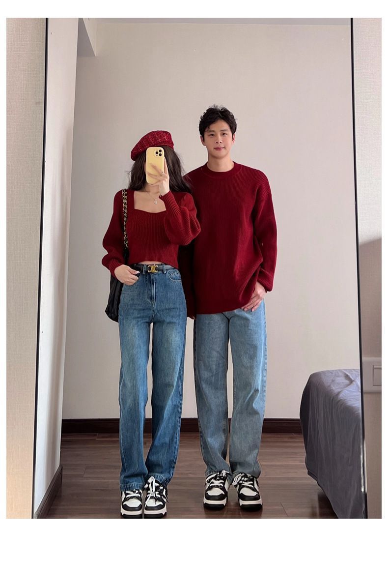 2点セットペアルック カップル ニットセーター ス 韓国 レディース メンズ お揃い ニット セーター 可愛い お洒落 長袖 春秋冬 学院風 お出かけ セーター ニットセーター ニット レディース メンズ カップル