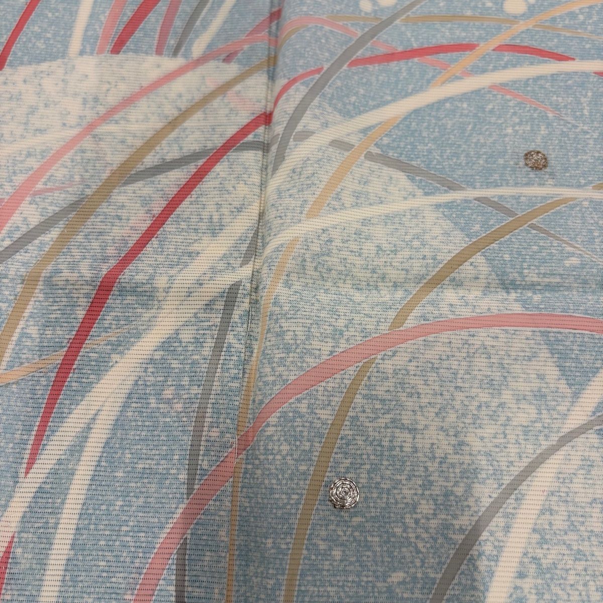 付下げ 身丈156.5cm 裄丈66cm M 薄物 絽 露芝 銀糸 水色 正絹 名品  