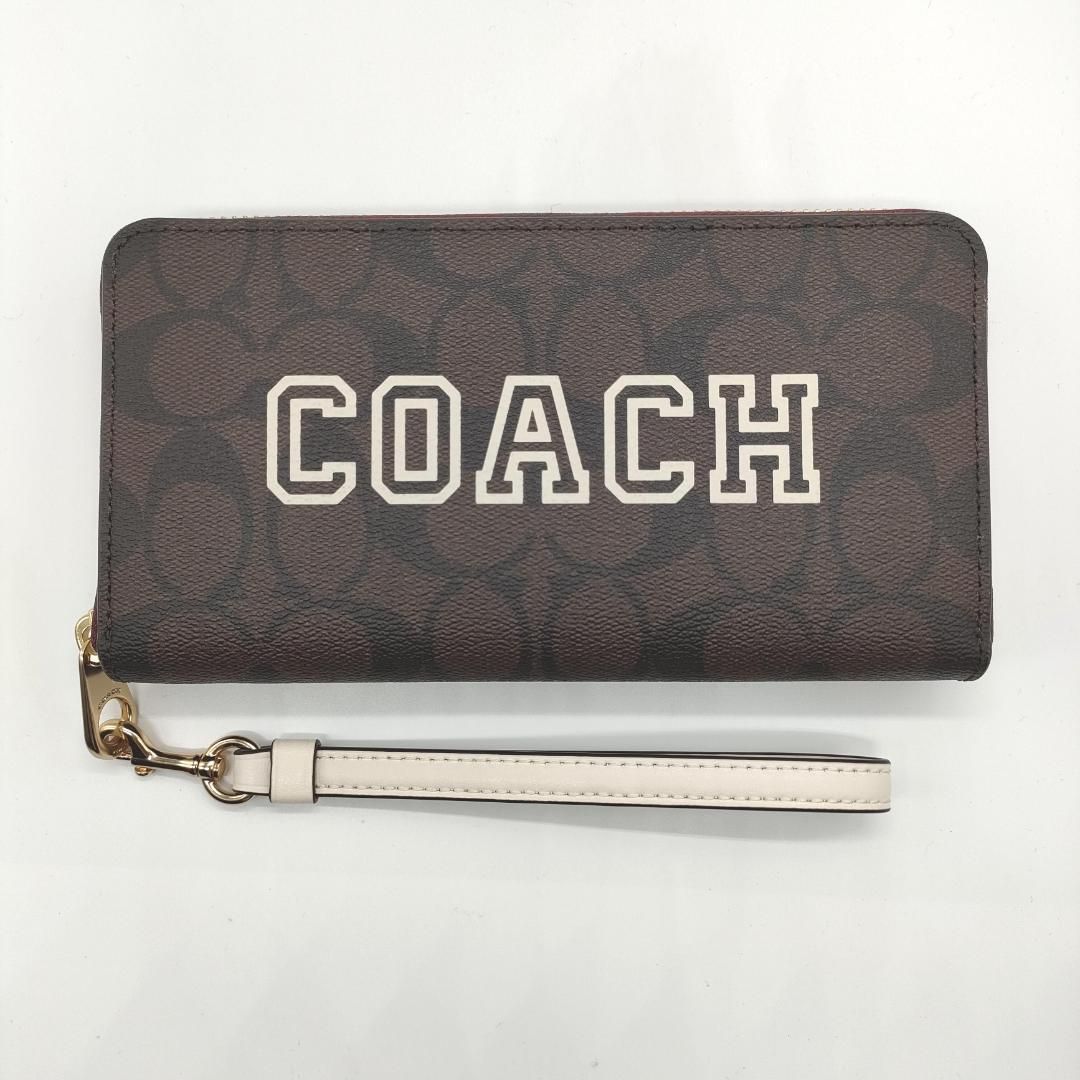 COACH] コーチ シグネチャー柄 ラウンドジップ長財布 CB856（ブラウン