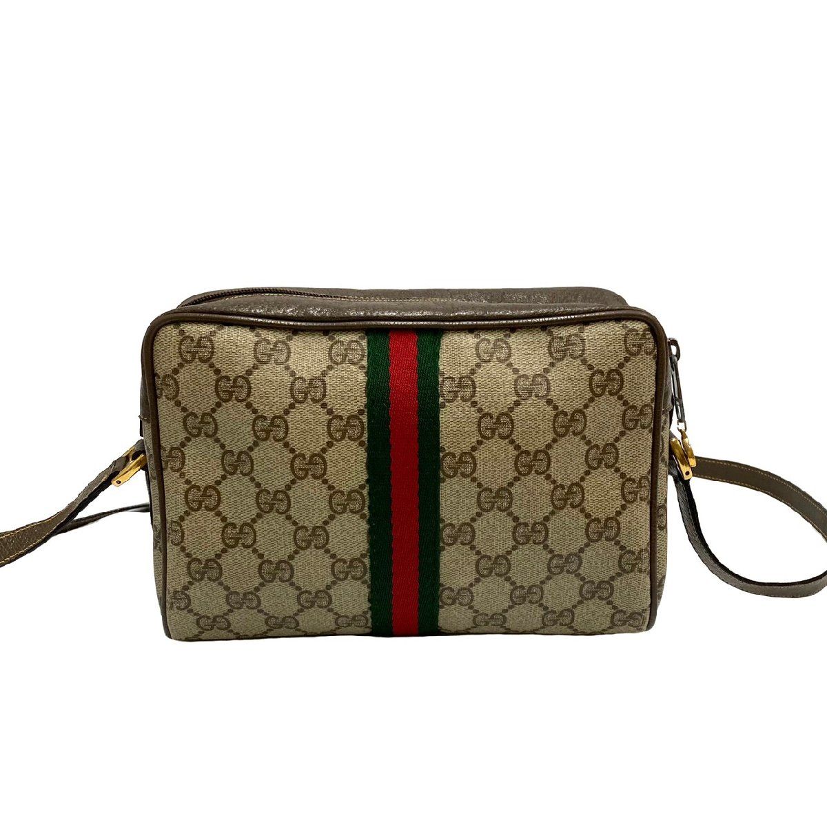 極 美品 保存袋付 GUCCI グッチ ヴィンテージ シェリーライン GG レザー 本革 ショルダーバッグ クロスボディバッグ ブラウン 22969  - メルカリ