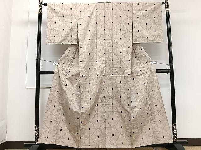 平和屋着物○上質な紬 花織 菱文 正絹 逸品 AAAY6466zg