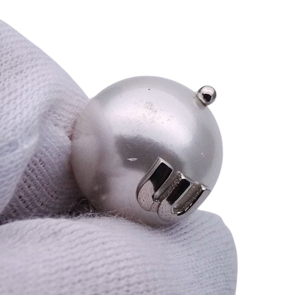 ミュウミュウ MIUMIU イヤリング ラインストーン パール ビジュー シルバー