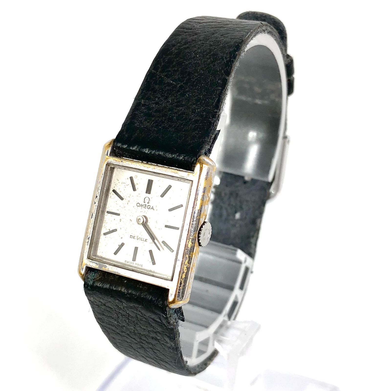 稼働品 オメガ デビル クォーツ 腕時計 OMEGA 純正ベルト 稼働⁄純正