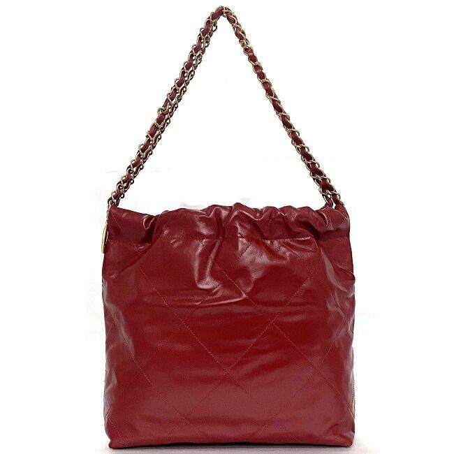 シャネル 巾着 ハンドバッグ レッド シャネル22 AS3260 美品