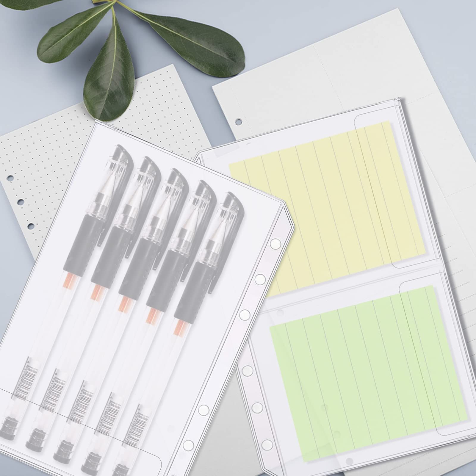 Toplive システム手帳ポケット クリアポケット 透明 ファスナー付き ファスナーポケット 標準6穴 バインダーポケット リフィル ポケット 差し替え 多功能 小物収納 手帳ポケット 整理 紛失防止 超軽量 一目瞭然 文房具 ペン カードホ