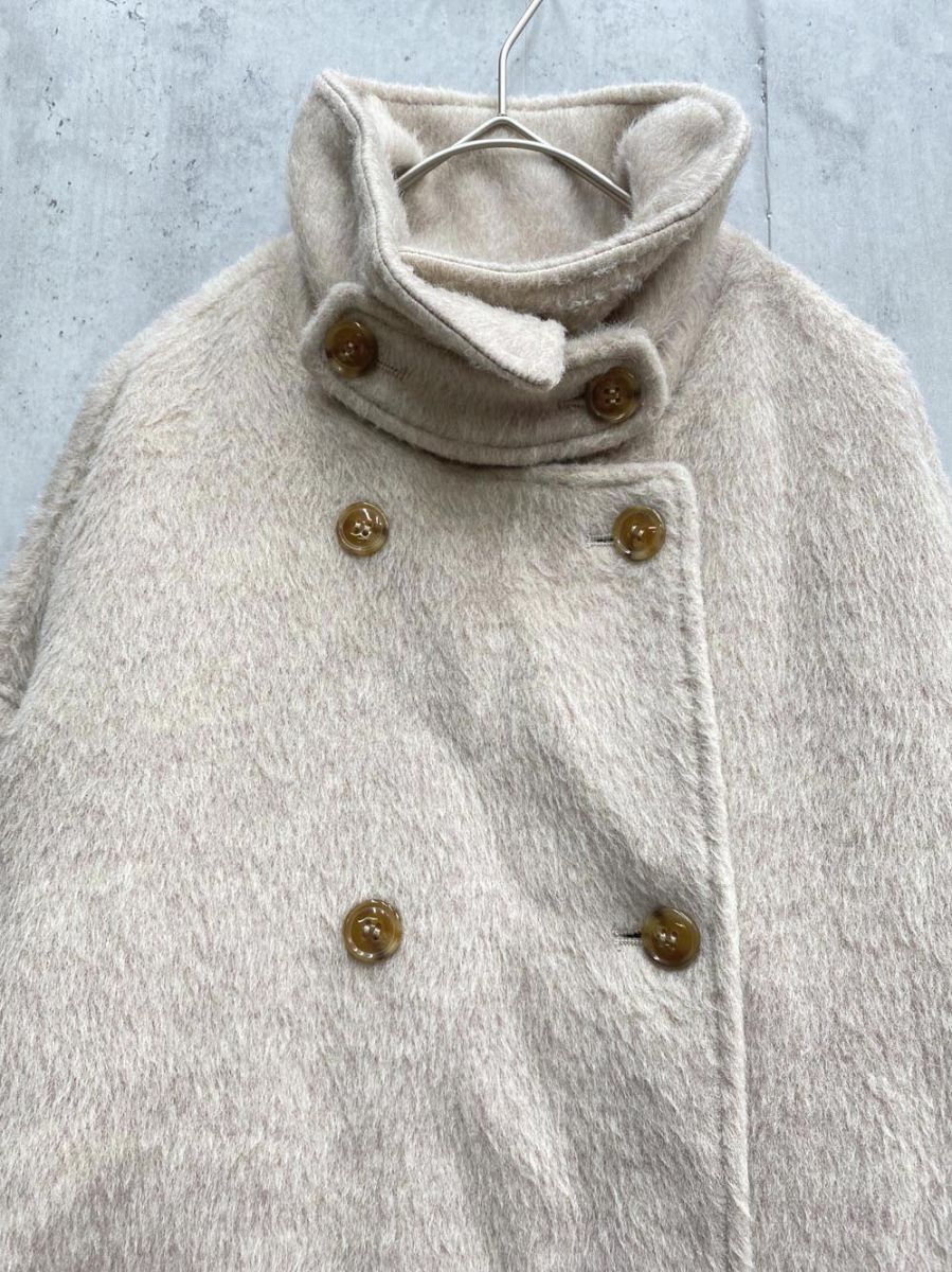 moi tytto モイテュット フラップポケットスタンド ロングコート sizeS 白ｘピンク ◆ ◎レディース