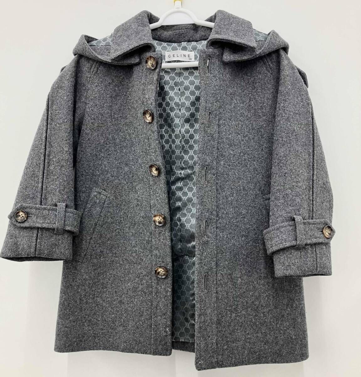 CELINE セリーヌ ダッフルコート キッズ 子供用 100サイズ ウールコート グレー