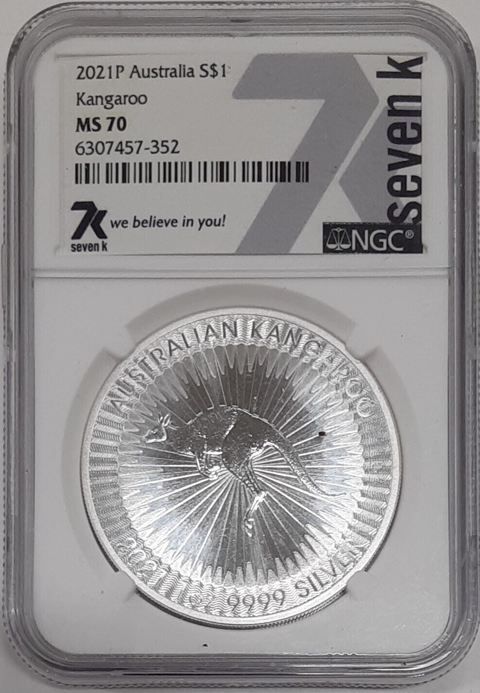 2021-P Atralia Silver 1 Oz Kangaroo Proof $1 Coin Perfect NGC MS-70 7K Label
