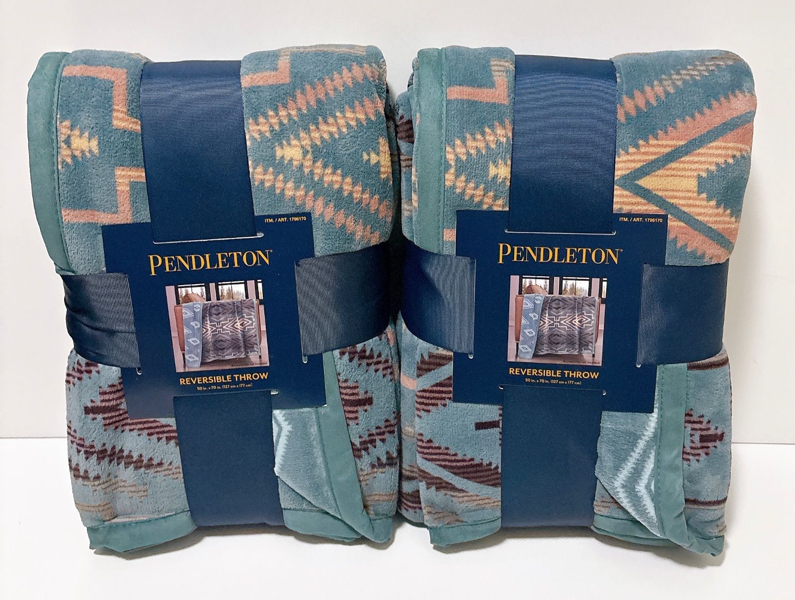ペンドルトン 大判ひざ掛け リバーシブル 127cm × 177cm ブルー