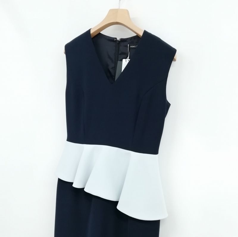 yoko chan YOKO CHAN ヨーコチャン ブルーVネックワンピース ヨーコ