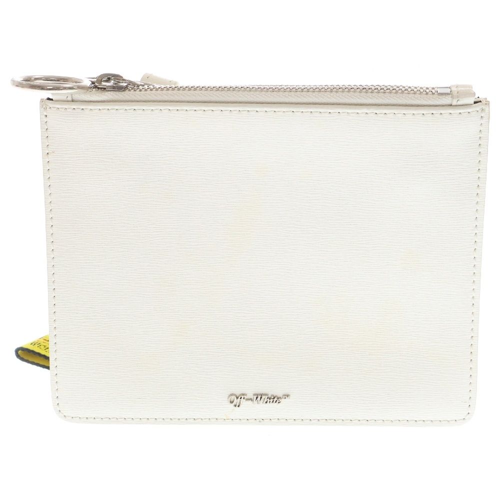 OFF-WHITE (オフホワイト) 18SS Clutch Bag インダストリアルロゴ レザークラッチバッグ ポーチ ホワイトOWNA048S18423134