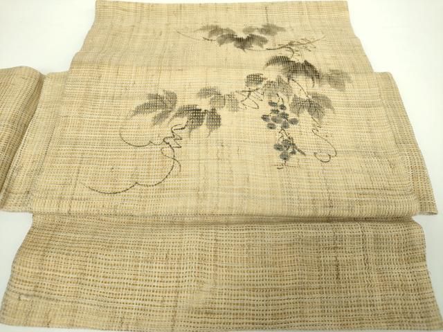 平和屋着物＊夏物 つけ帯 手描き 葡萄蔦の葉文 麻 DAAX4641ps