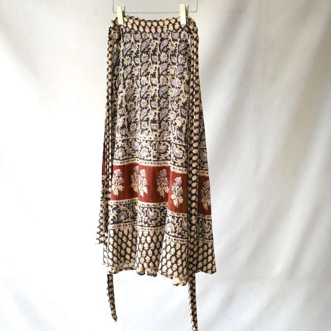 60s インド綿 ラップスカート 70年代 マキシスカート ロングスカート 