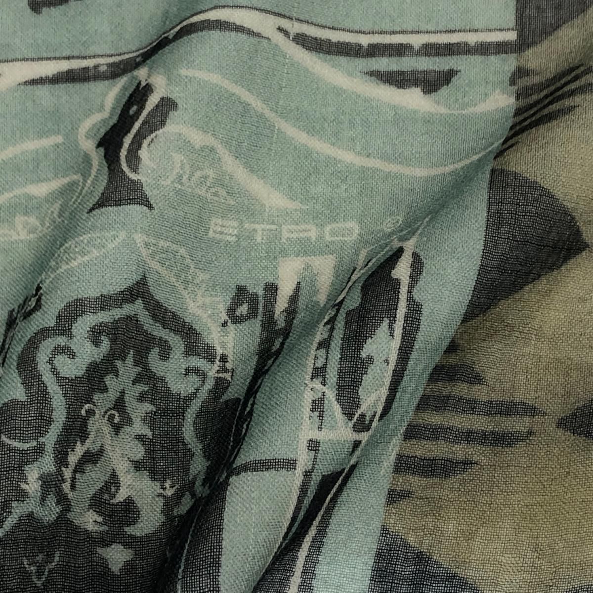 ETRO エトロ ペイズリー バンダナ パッチワーク風 麻 リネン 大判ストール 大判 ストール】SS/AW Etro(エトロ）のペイズリー風/ホワイト