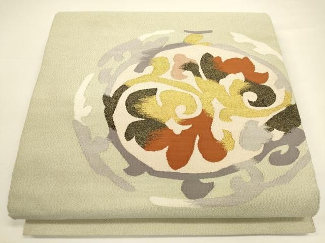 平和屋着物◎爪掻き本綴れ 八寸名古屋帯 幾何学蔦草文 金糸 正絹