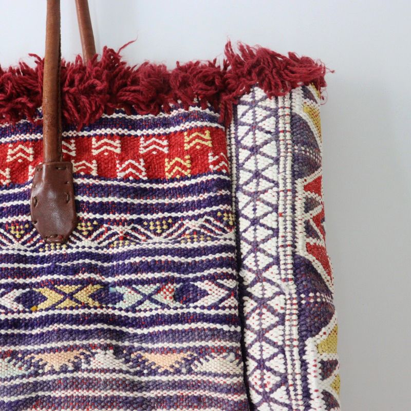 新品未使用エンシャラen shallaモロッコ製ハンドメイドトートバッグ/赤系 新品未使用エンシャラen shallaモロッコ製ハンドメイドトート