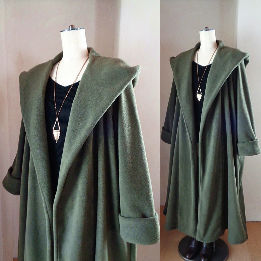 ミズイロインド ダッフルコート ダブルフェイス フード トグル マキシ