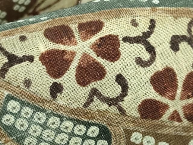 平和屋本店□極上 夏物 摺型友禅 京都 多ち花 全通柄袋帯 生紬地 微古