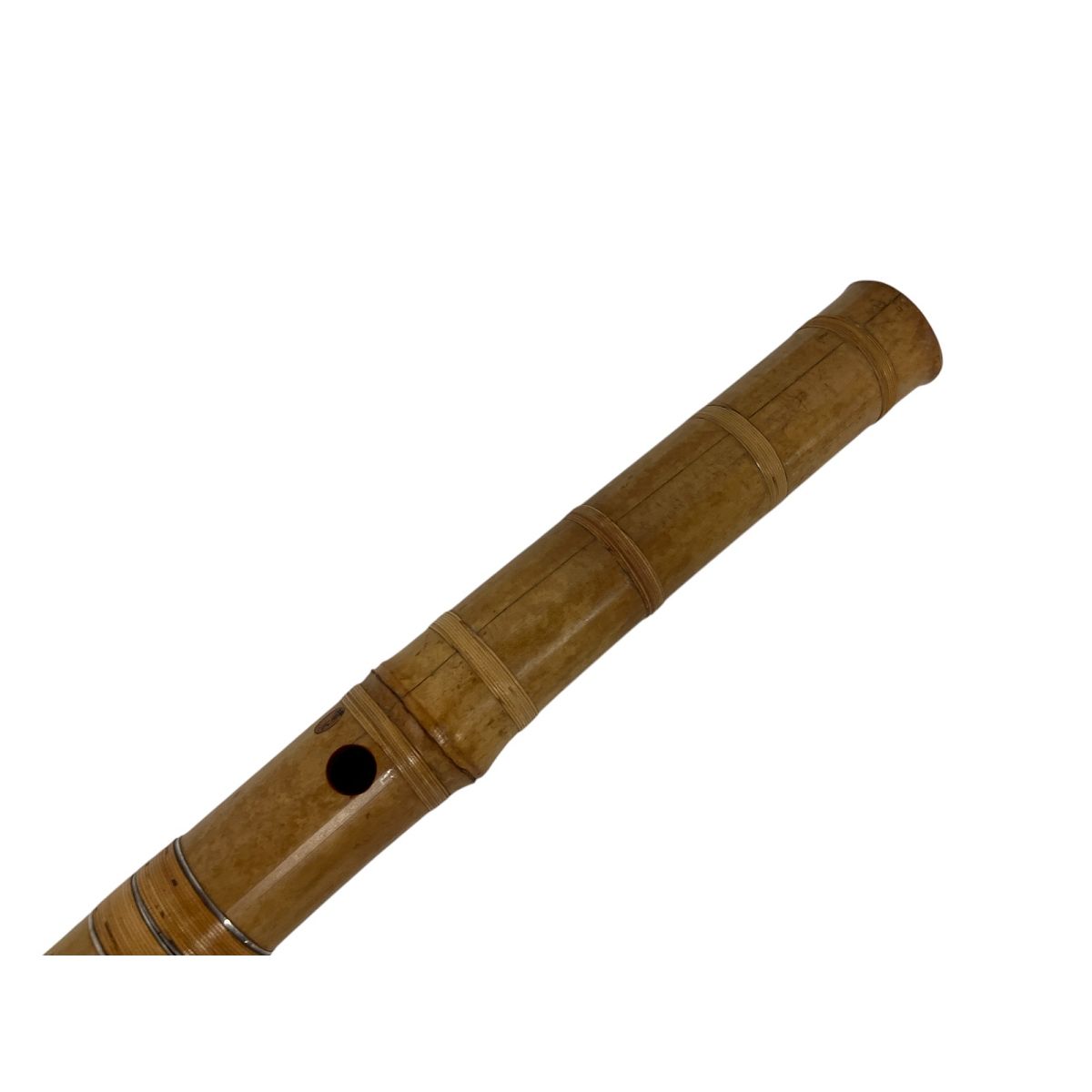 都山流 龍水 歌口銀巻き 銀三線 尺八 全長約48cm 和楽器 ジャンクS10401585
