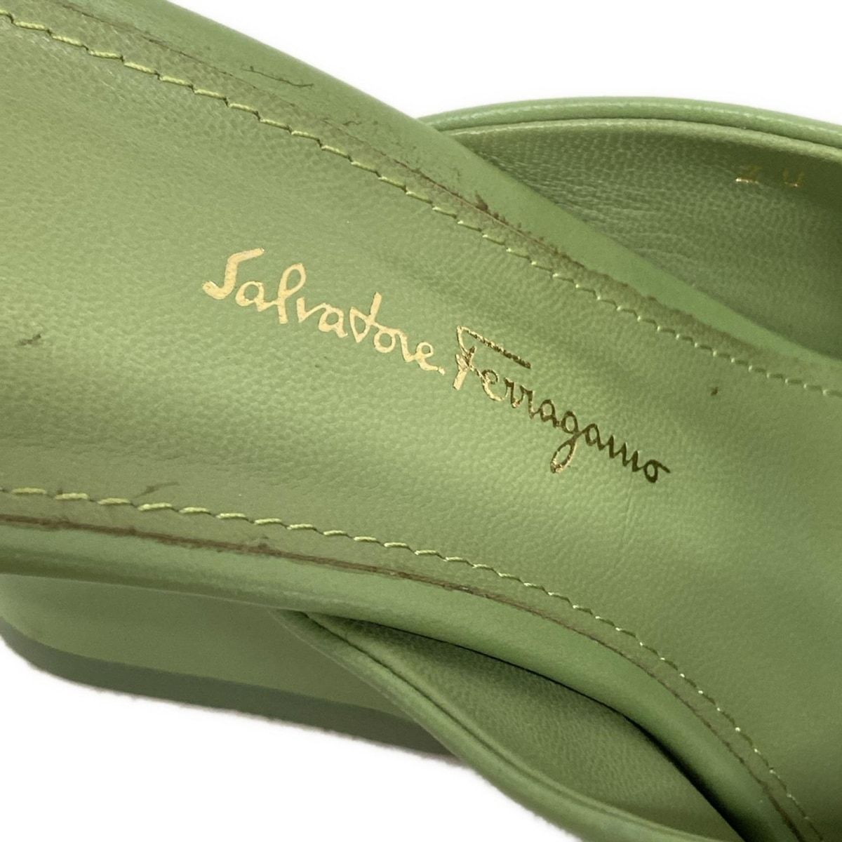 FERRAGAMO SalvatoreFerragamo サルバトーレフェラガモ ミュール S レディース - ライトグリーン アウトソール張替済 レザー WWW_NOITHATQUANGTHANH_NET