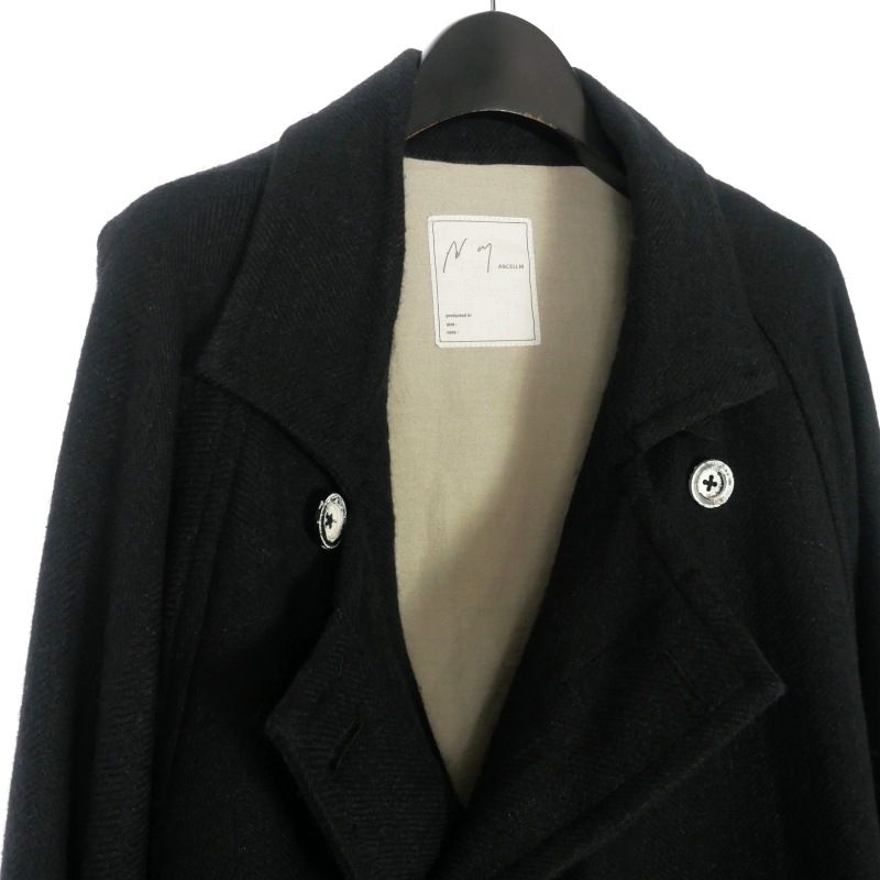 アンセルム ANCELLM 23AW DOUBLE-BREASTED COAT ロングコート 2 黒