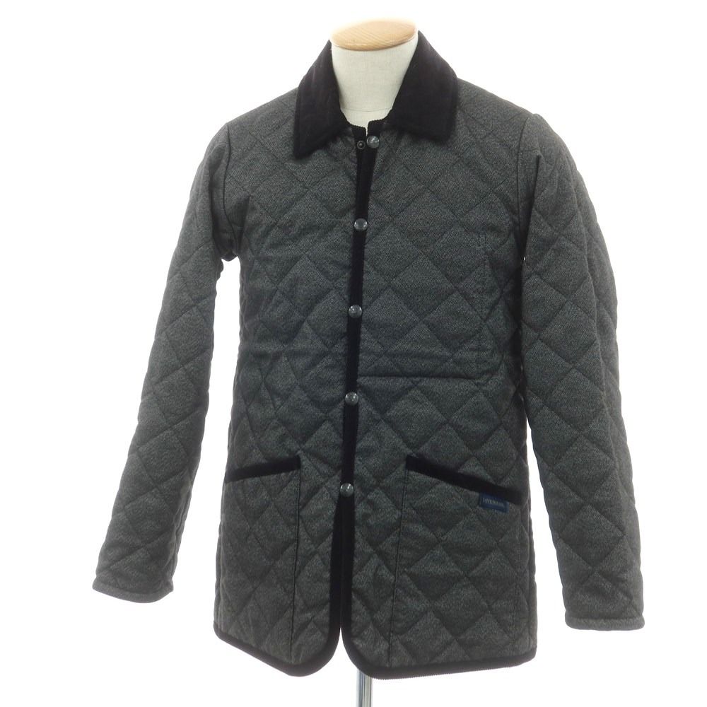ラベンハム LAVENHAM ポリエステル 中綿 キルティングブルゾン グレーxブラック サイズ34 メンズ