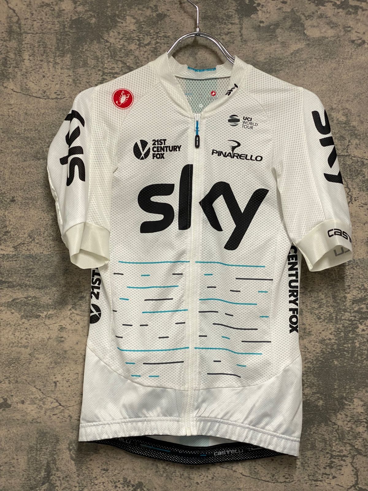 カステリ　サイクルジャージ　チーム SKY サイズ L ホワイト 美品 JC797 カステリ CASTELLI AERO RACE 5.1 JERSEY 半袖 サイクル