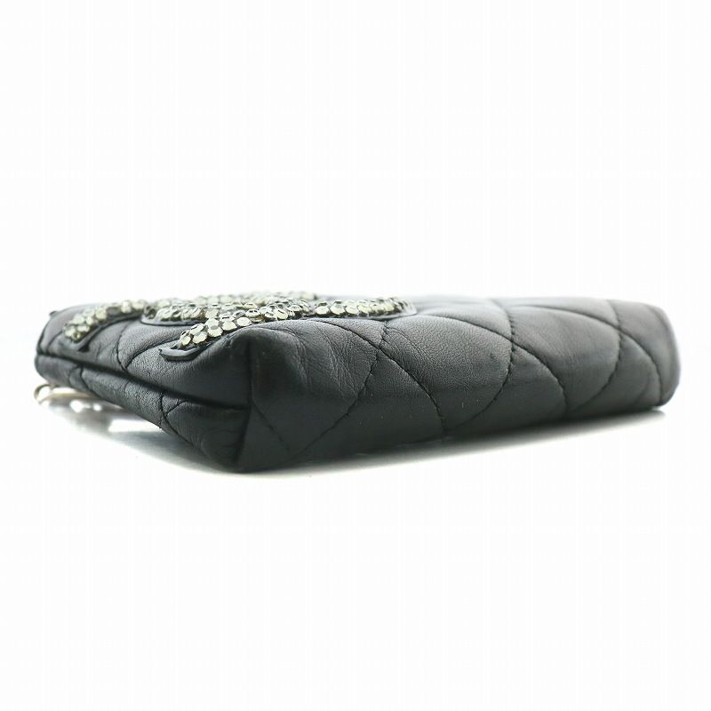 CHANEL コインケース 黒 キルティング レザー 付属品あり CHANEL ブラック コインケース キルティング
