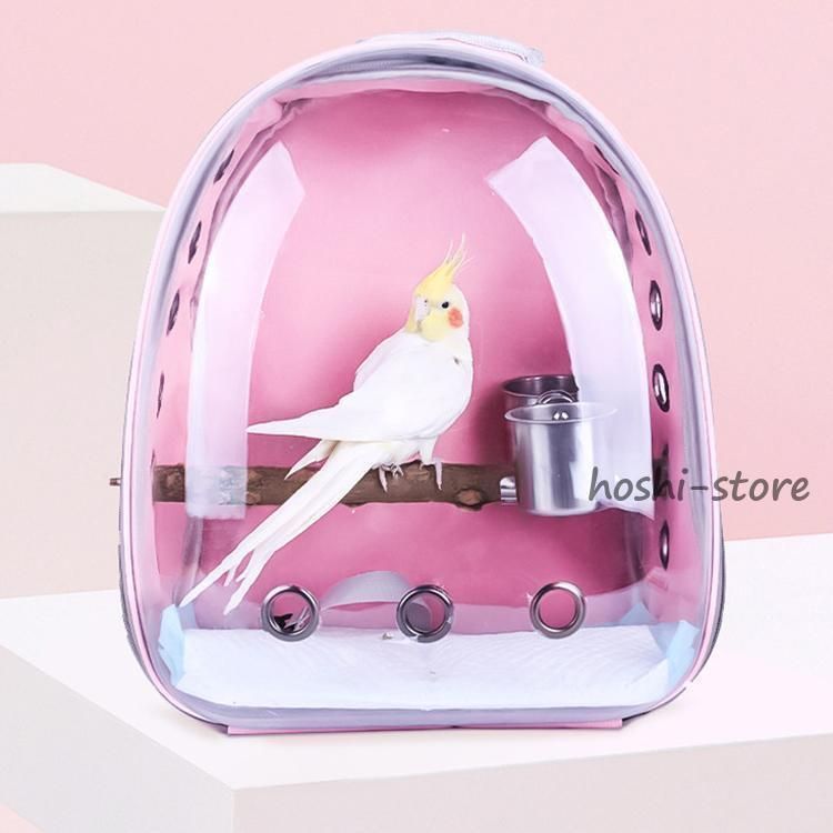 バードキャリー ペットキャリーバッグ 小鳥用 リュック ペット キャリア スリングバッグ バックパック 透明 安心 通気性良い キャリーケー