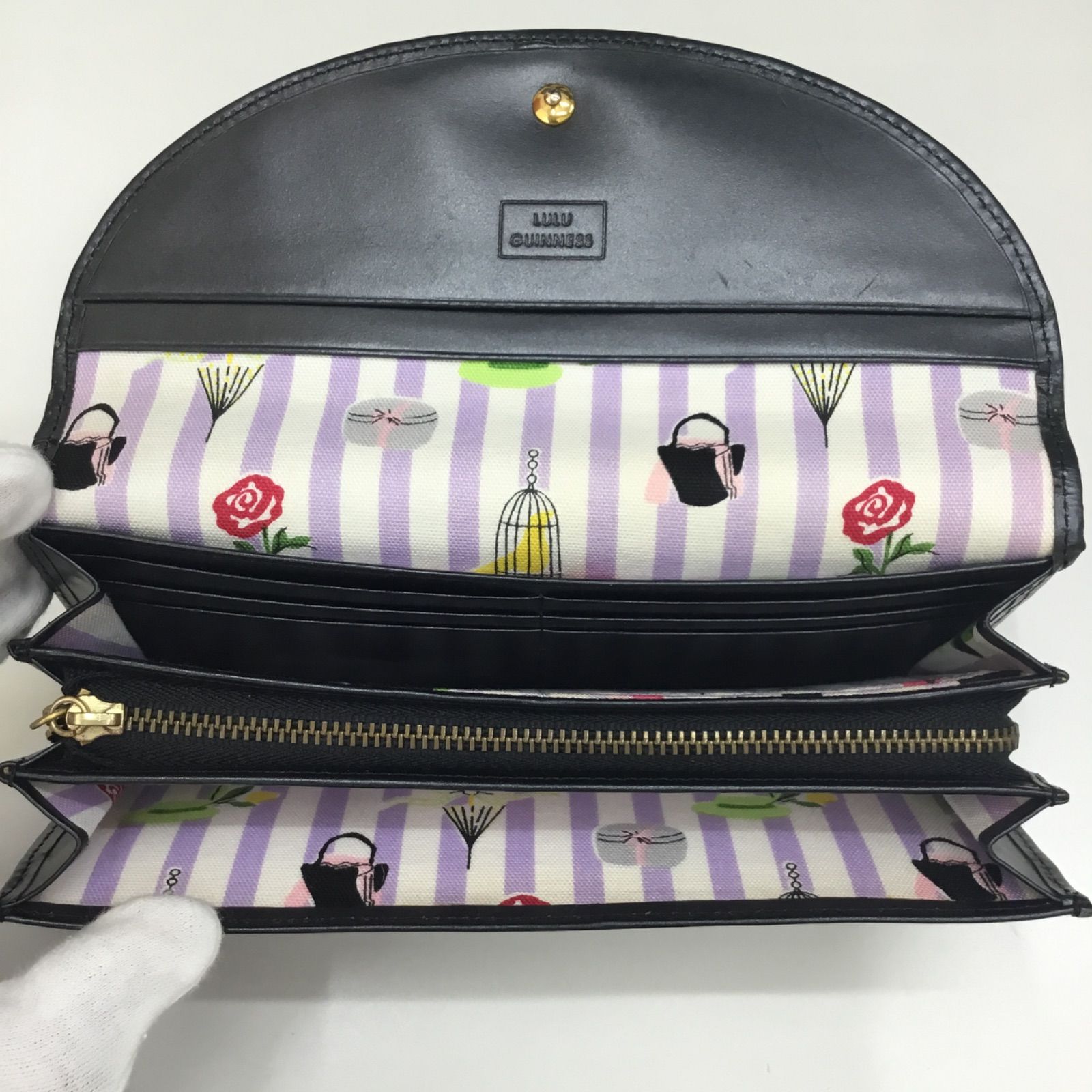 🔷LULU GUINNESS ／ ルルギネス 長財布 ／ 財布 ／ ウオレット ／ カード収納 10枚 ／ 札入れ ／ ブランド財布 ／ プリント財布  ／ LULU ウォレット ／ ルル財布 ／ パープル ／ レディース ／ メンズ - メルカリ