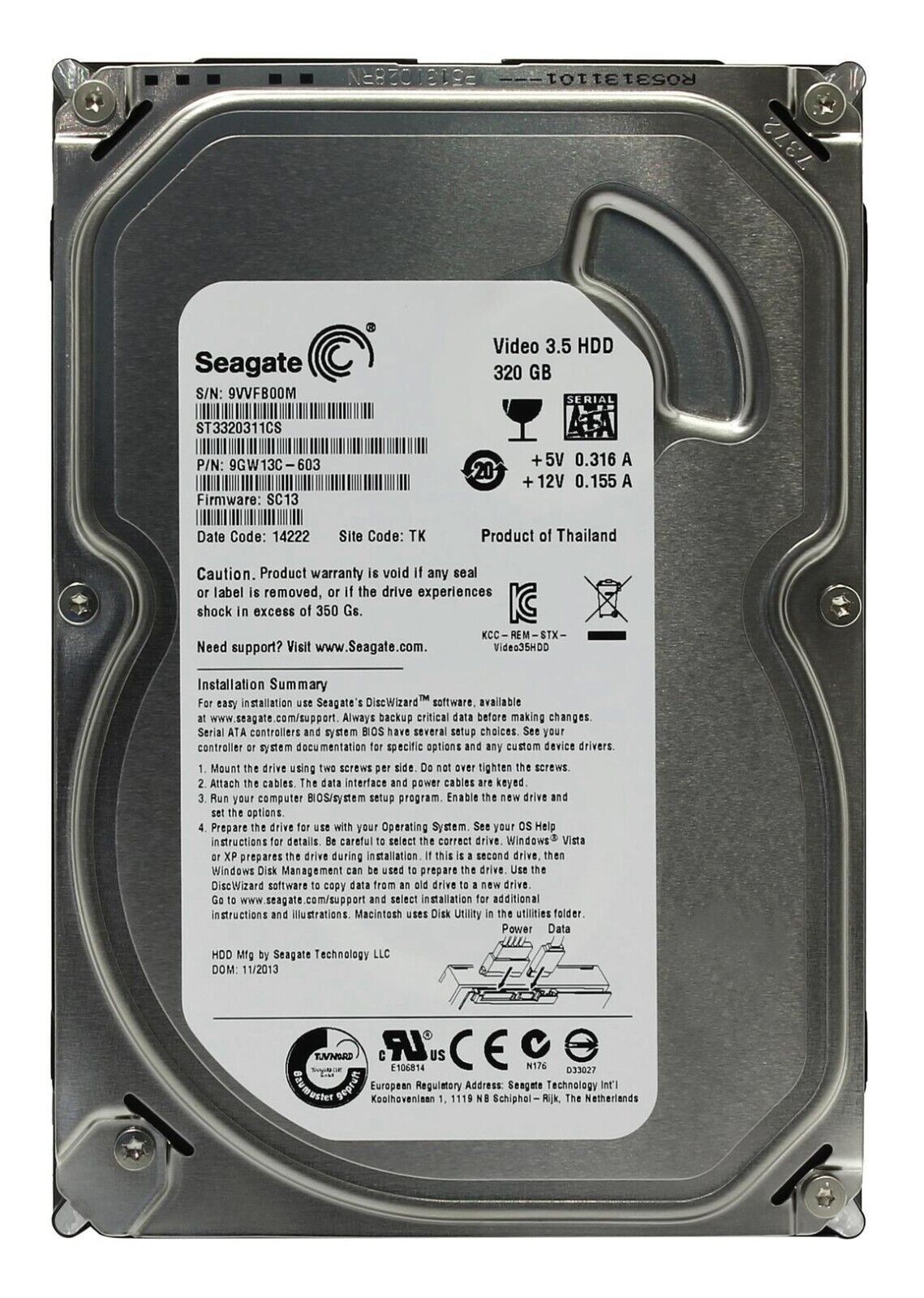 HDD 1TB 内蔵型 ハードディスク 3.5インチ Seagate シーゲート SkyHawk 監視カメラ用 SATA 6Gbps 5400rpm キャッシュ256MB 512e CMR バルク ST1000VX013 ◆宅 内蔵型ハードディスクドライブ 10TB HDD 3.5 ST100000VN0004 SATA600