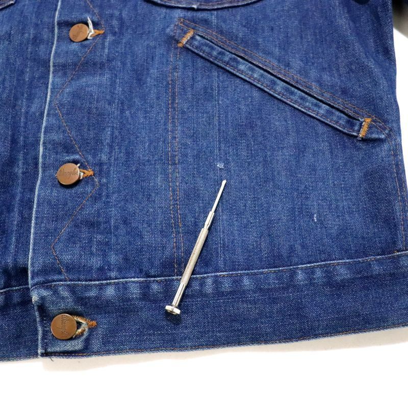 70s USA製 vintage Wrangler 無地 濃紺 124MJ デニムジャケット メンズ