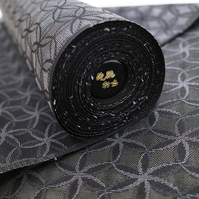  御召 紋紗 着物 着尺 反物 西陣 正絹 お召 先染め 黒 グレー 花 輪繋ぎ文 夏着物 コート 春 夏 秋 カジュアル 未仕立て みやがわ sb 14848 その他 着物反物