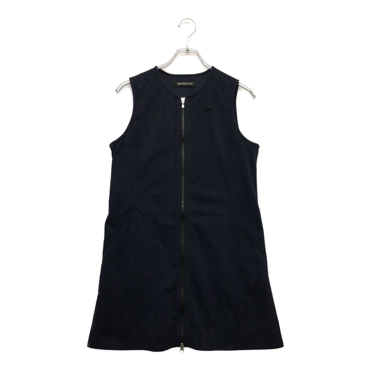 coco 中古 ムニタルプ MUNITALP レディース ワンピース 42(L) 紺 ノースリー フルジップ  チェック 中古 レディース ムニタルプ MUNITALP ワンピース 42(L) 紺