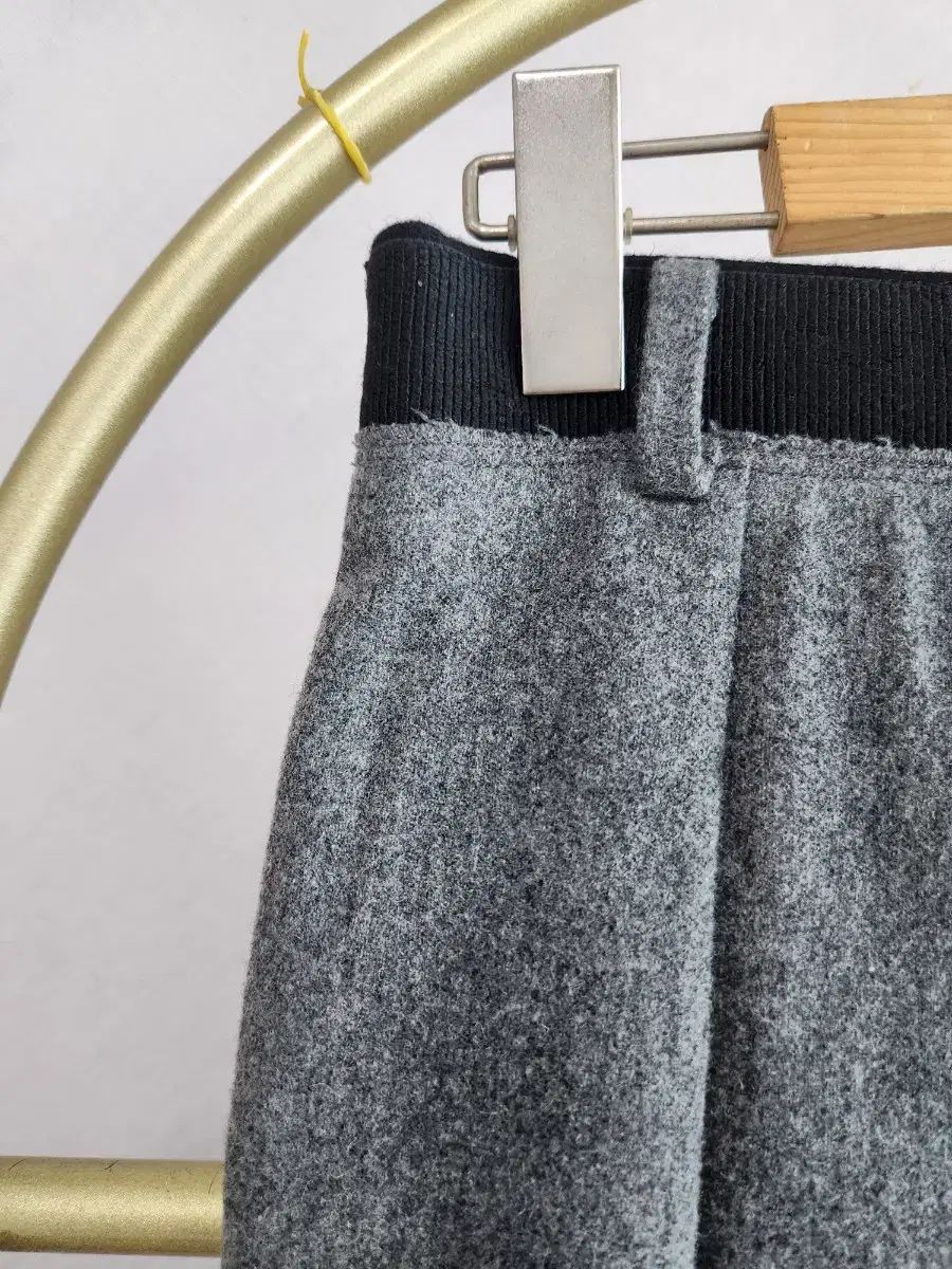システム ウール プリーツ ワイド パンツ グレー