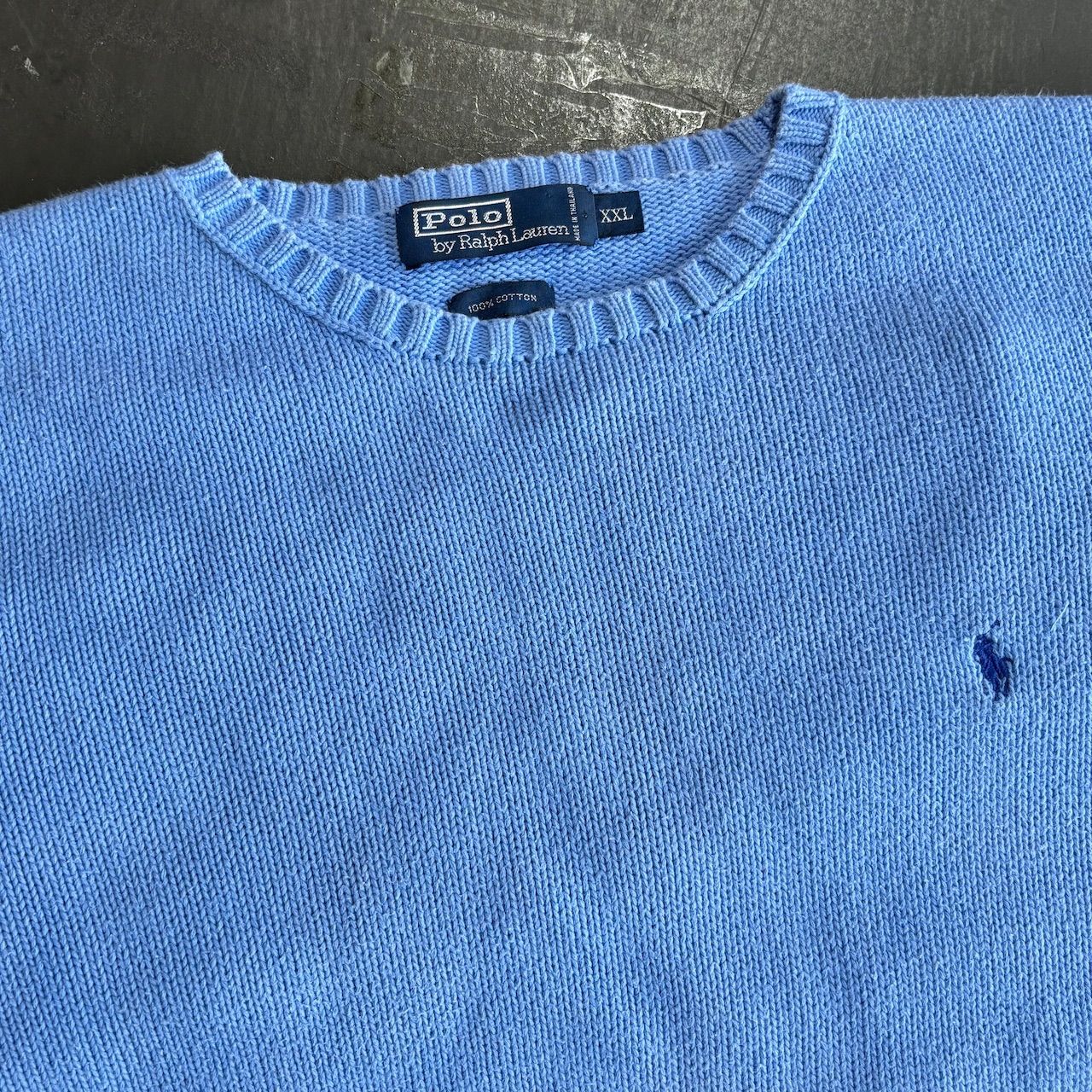 90〜00s Polo by Ralph Lauren コットンニットセーター スカイブルー
