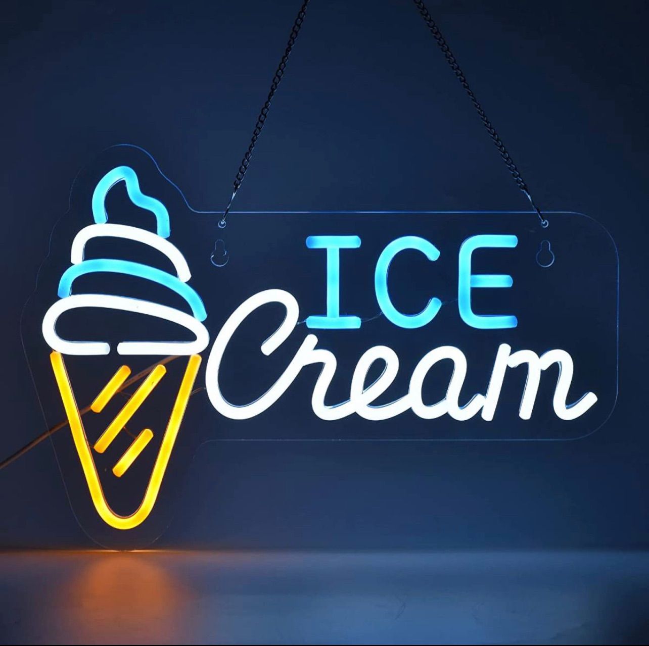 オーダーメイド ネオンサイン LEDライト ネオン管 オリジナル 店舗誘導看板 さわやかなイメージのアクリル板 Ice Cream アイスクリーム  喫茶店 USB接続 オーナメント 雰囲気照明 - メルカリ